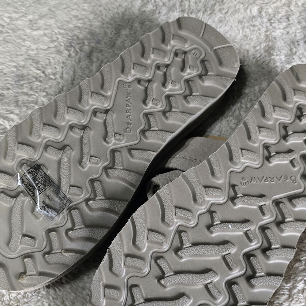 BearPaw Light Gray Suede Platform Slide Sandals - Picture 2 of 2
